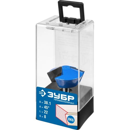 ЗУБР 38.1 x 22 мм, фреза кромочная конусная, Профессионал (28725-38.1-45)