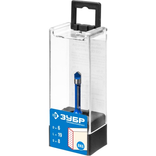 ЗУБР 6 x 19 мм, хвостовик 8 мм, фреза кромочная прямая со сверлом, Профессионал (28726-6)