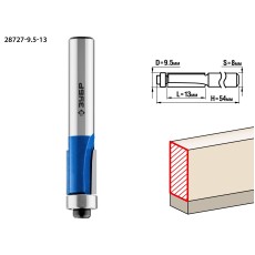 ЗУБР 9.5 x 13 мм, хвостовик 8 мм, фреза кромочная с нижним подшипником, Профессионал (28727-9.5-13)