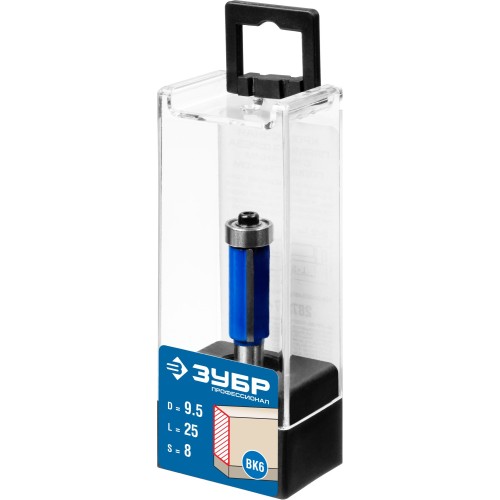 ЗУБР 9.5 x 25 мм, хвостовик 8 мм, фреза кромочная с нижним подшипником, Профессионал (28727-9.5-25)