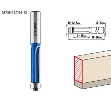 ЗУБР 12.7 x 38 мм, хвостовик 12 мм, фреза кромочная с нижним подшипником (3 лезвия), Профессионал (28728-12.7-38-12)