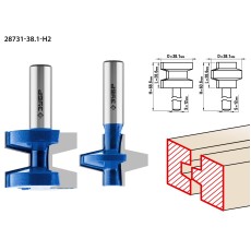 ЗУБР 38.1 x 28.6 мм, хвостовик 12 мм, набор фрез пазо-шиповых, Профессионал (28731-38.1-H2)