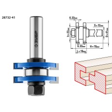 ЗУБР 41 x 19 мм, хвостовик 12 мм, фреза комбинированная пазо-шиповая, Профессионал (28732-41)
