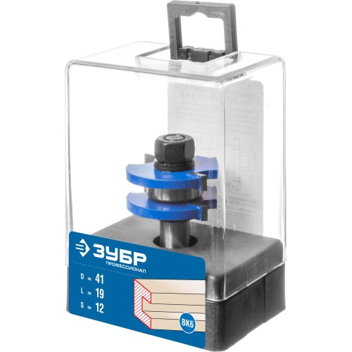 ЗУБР 41 x 19 мм, хвостовик 12 мм, фреза комбинированная пазо-шиповая, Профессионал (28732-41)