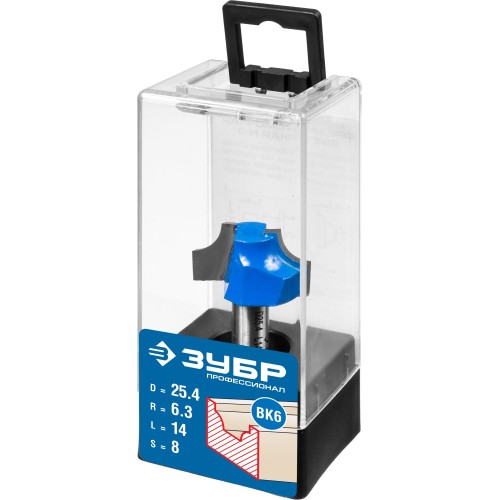 ЗУБР 25.4 x 14 мм, радиус 6.3 мм, фреза пазовая фасонная №1, Профессионал (28740-25.4)