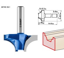 ЗУБР 38.1 x 19 мм, радиус 12.7 мм, фреза пазовая фасонная №1, Профессионал (28740-38.1)