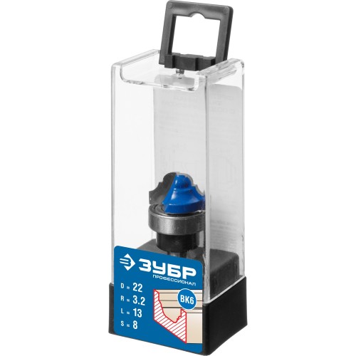 ЗУБР 22 x 13 мм, радиус 3.2 мм, фреза пазовая фасонная с верхним подшипником, Профессионал (28747-22)