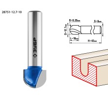 ЗУБР 12.7 x 10 мм, радиус 6.35 мм, фреза пазовая галтельная, Профессионал (28751-12.7-10)