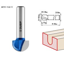 ЗУБР 15.8 x 11 мм, радиус 7.9 мм, фреза пазовая галтельная, Профессионал (28751-15.8-11)