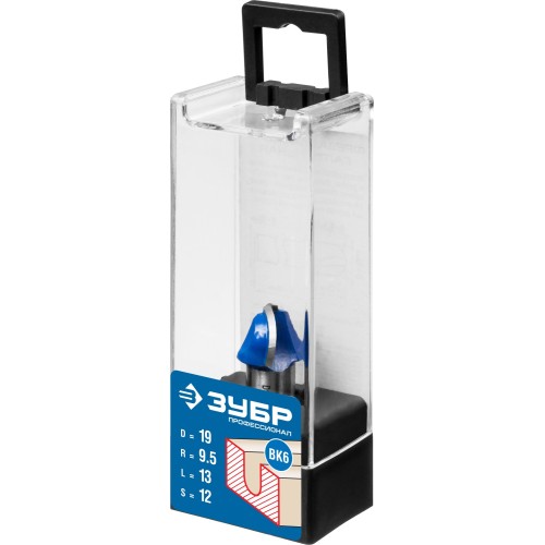 ЗУБР 19 x 13 мм, радиус 9.5 мм, фреза пазовая галтельная, Профессионал (28751-19-13)