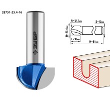 ЗУБР 25.4 x 16 мм, радиус 9.5 мм, фреза пазовая галтельная, Профессионал (28751-25.4-16)