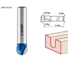 ЗУБР 9.5 x 8 мм, радиус 4.8 мм, фреза пазовая галтельная, Профессионал (28751-9.5-8)
