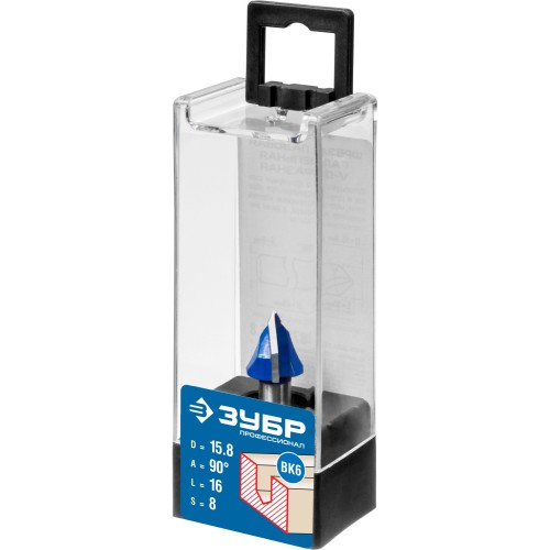 ЗУБР 15.8 x 16 мм, угол 90° мм, фреза пазовая галтельная V-образная, Профессионал (28752-15.8)