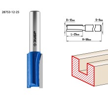 ЗУБР 12 x 25 мм, хвостовик 8 мм, фреза пазовая прямая, Профессионал (28753-12-25)