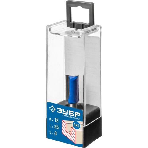 ЗУБР 12 x 25 мм, хвостовик 8 мм, фреза пазовая прямая, Профессионал (28753-12-25)