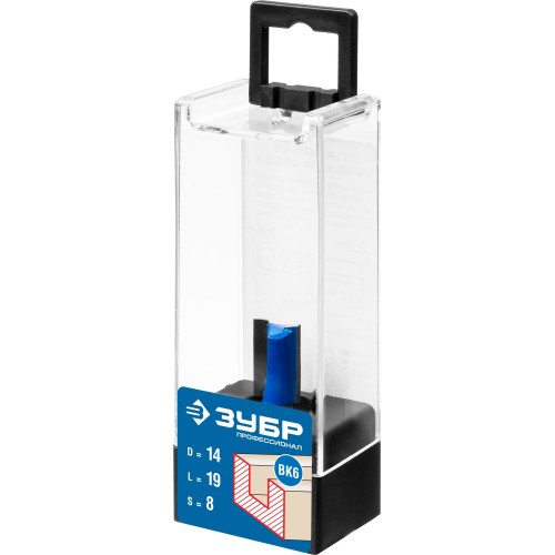 ЗУБР 14 x 19 мм, хвостовик 8 мм, фреза пазовая прямая, Профессионал (28753-14-19)