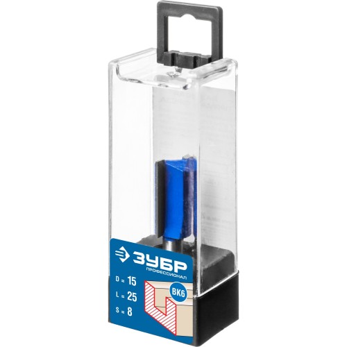 ЗУБР 15 x 25 мм, хвостовик 8 мм, фреза пазовая прямая, Профессионал (28753-15-25)
