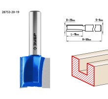 ЗУБР 20 x 19 мм, хвостовик 8 мм, фреза пазовая прямая, Профессионал (28753-20-19)