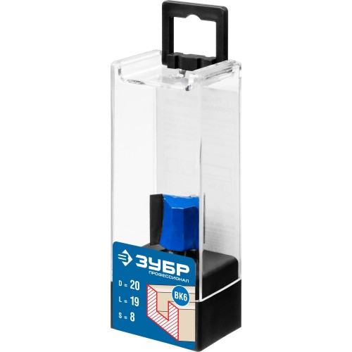 ЗУБР 20 x 19 мм, хвостовик 8 мм, фреза пазовая прямая, Профессионал (28753-20-19)