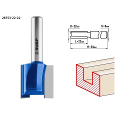 ЗУБР 22 x 22 мм, хвостовик 8 мм, фреза пазовая прямая, Профессионал (28753-22-22)