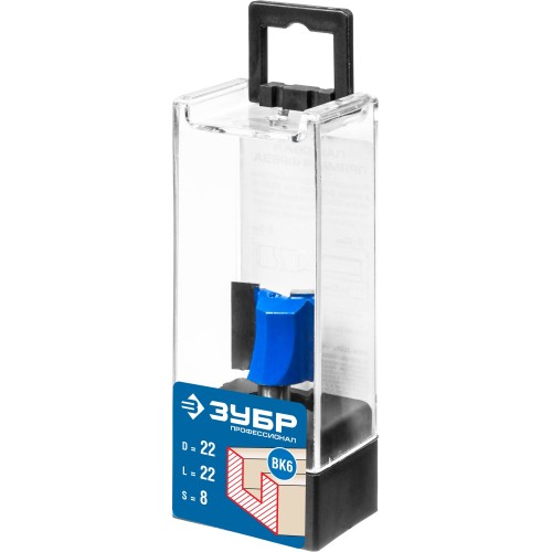 ЗУБР 22 x 22 мм, хвостовик 8 мм, фреза пазовая прямая, Профессионал (28753-22-22)