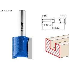 ЗУБР 24 x 25 мм, хвостовик 8 мм, фреза пазовая прямая, Профессионал (28753-24-25)