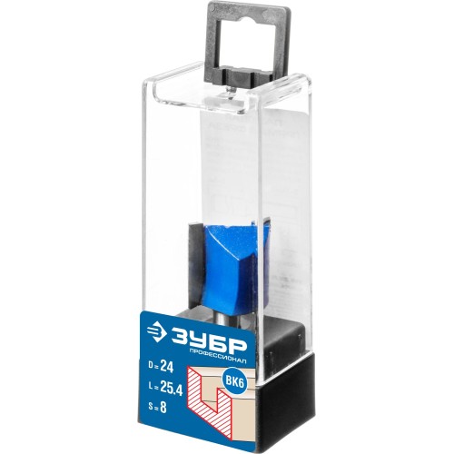 ЗУБР 24 x 25 мм, хвостовик 8 мм, фреза пазовая прямая, Профессионал (28753-24-25)