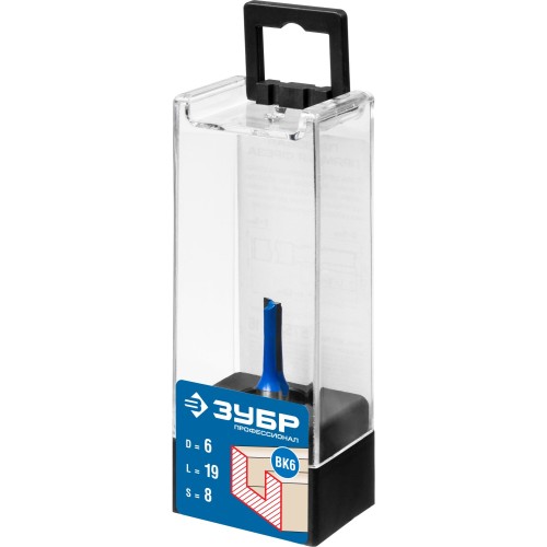 ЗУБР 6 x 19 мм, хвостовик 8 мм, фреза пазовая прямая, Профессионал (28753-6-19)