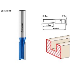 ЗУБР 8 x 19 мм, хвостовик 8 мм, фреза пазовая прямая, Профессионал (28753-8-19)