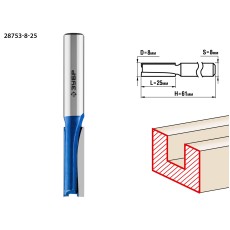 ЗУБР 8 x 25 мм, хвостовик 8 мм, фреза пазовая прямая, Профессионал (28753-8-25)