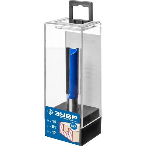 ЗУБР 14 x 51 мм, хвостовик 12 мм, фреза пазовая прямая. удлиненная, Профессионал (28754-14-51)