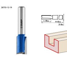 ЗУБР 12 x 19 мм, хвостовик 8 мм, фреза пазовая прямая с нижними подрезателями, Профессионал (28755-12-19)