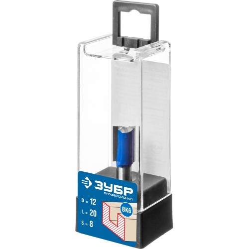 ЗУБР 12 x 19 мм, хвостовик 8 мм, фреза пазовая прямая с нижними подрезателями, Профессионал (28755-12-19)