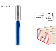 ЗУБР 12 x 51 мм, хвостовик 12 мм, фреза пазовая прямая с нижними подрезателями, Профессионал (28755-12-51)