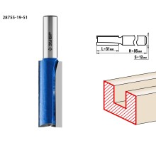 ЗУБР 19 x 51 мм, хвостовик 12 мм, фреза пазовая прямая с нижними подрезателями, Профессионал (28755-19-51)