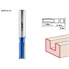 ЗУБР 8 x 19 мм, хвостовик 8 мм, фреза пазовая прямая с нижними подрезателями, Профессионал (28755-8-19)