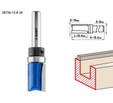 ЗУБР 15.8 x 25.4 мм, хвостовик 8 мм, фреза пазовая прямая с верхним подшипником, Профессионал (28756-15.8-26)