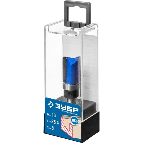ЗУБР 15.8 x 25.4 мм, хвостовик 8 мм, фреза пазовая прямая с верхним подшипником, Профессионал (28756-15.8-26)