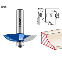 ЗУБР 51 x 10 мм, радиус 19 мм, фреза фигирейная №2, Профессионал (28761-51)