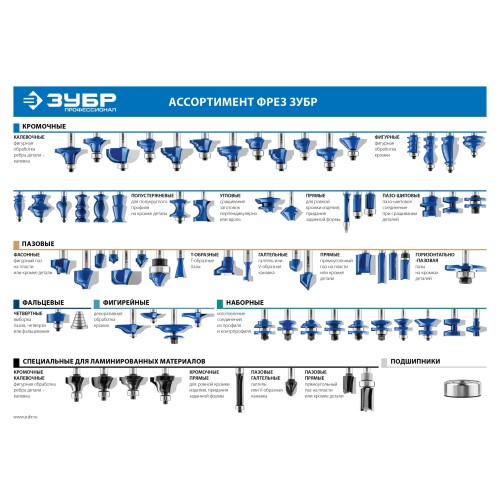 ЗУБР 51 x 10 мм, радиус 19 мм, фреза фигирейная №2, Профессионал (28761-51)