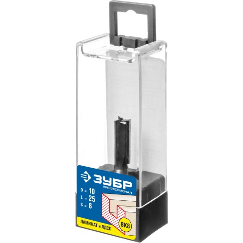 ЗУБР 10 x 25 мм, хвостовик 8 мм, фреза пазовая прямая, Профессионал (28780-10-25)