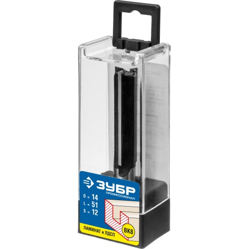 ЗУБР 14 x 51 мм, хвостовик 12 мм, фреза пазовая прямая, Профессионал (28780-14-51-12)