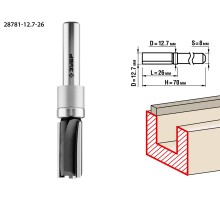 ЗУБР 12.7 x 26 мм, хвостовик 8 мм, фреза пазовая прямая с верхним подшипником, Профессионал (28781-12.7-26)