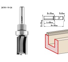 ЗУБР 19 x 26 мм, хвостовик 8 мм, фреза пазовая прямая с верхним подшипником, Профессионал (28781-19-26)
