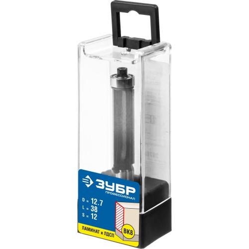 ЗУБР 12.7 x 38 мм, хвостовик 12 мм, фреза кромочная с нижним подшипником, Профессионал (28783-12.7-38-12)