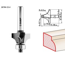 ЗУБР 25.4 x 13 мм, радиус 6.3 мм, фреза кромочная калевочная №1, Профессионал (28784-25.4)