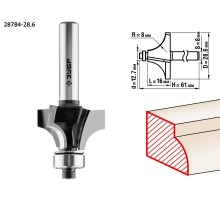 ЗУБР 28.6 x 16 мм, радиус 8 мм, фреза кромочная калевочная №1, Профессионал (28784-28.6)