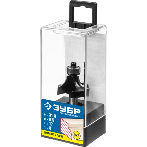 ЗУБР 31.8 x 17 мм, радиус 9.5 мм, фреза кромочная калевочная №1, Профессионал (28784-31.8)