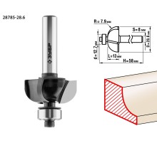ЗУБР 28.6 x 13 мм, радиус 7.9 мм, фреза кромочная калевочная №2, Профессионал (28785-28.6)