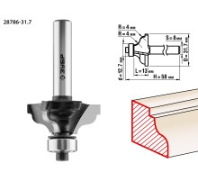 ЗУБР 31.7 x 13 мм, радиус 4 мм, фреза кромочная калевочная №3, Профессионал (28786-31.7)
